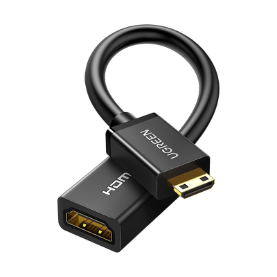 [N4-15845-220590] Adaptador Mini HDMI a HDMI (HDMI Tipo C)   / 18Gbps / 4K@60Hz / HDR /  Tecnología 3D / ARC / Carcasa PC+ABS / HDCP/ Longitud de 22 cm