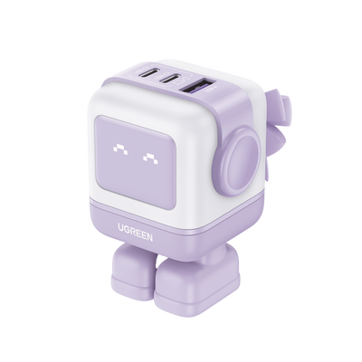 [N4-35314-228650] Cargador RobotGaN de 65W Serie UNO | 3 Puertos de Carga Rápida | 2 USB-C | 1 USB-A | PD 3.0 | QC 4.0 | Carga Inteligente | Tecnología GaN II | Zapato Magnético Extraíble | Carcasa Ignifuga | Pantalla LED.