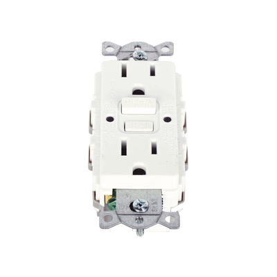 [N4-HUB-GFR-ST-15W-208439] Contacto de Auto-verificación GFCI con Interruptor de Falla a Tierra de 15 A 125 V 2 Polos, 3 Hilos Color Blanco (Nema 5-15R), Grado Comercial.
