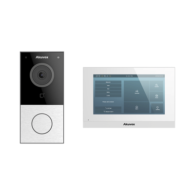 [N4-KITAKUVOXWIFI-234536] Kit de Videoportero Akuvox WIFI/ Monitor Linux de 7 Pulgadas/ 100% en la Nube / POE / Bluetooth / NFC / Lector de Tarjetas MIFARE / ONVIF / IP65 / Cámara 2 MP / Botón con Iluminación / Control de 1 Puerta / Entradas de Alarma
