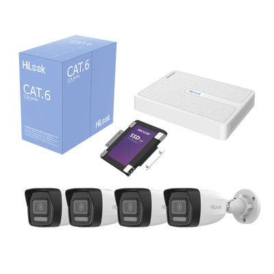 [N4-KIPH4B/SSD1TB-239126] Kit IP 2 Megapixel / NVR de 8 Canales con 8 Puertos PoE / 4 Cámaras IP Bala para Exterior / Micrófono Integrado / Bobina de Cable de 305 mts / SSD 1 TB
