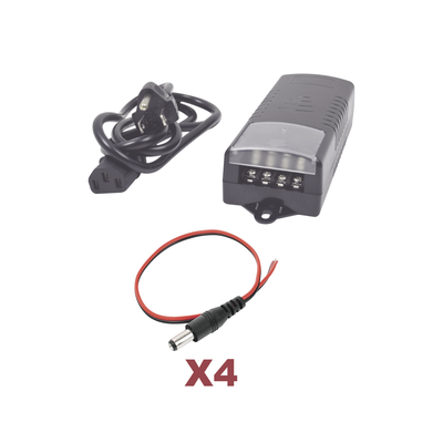 [N4-K1-PS12DC4C-188931] Kit con fuente EPCOM con salida de 12 Vcc a 5 Amper con 4 salidas / Incluye conectores
