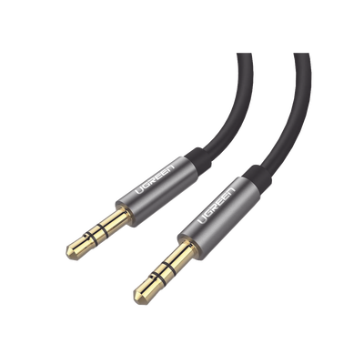 [N4-10735-1522] Cable Auxiliar 2 Metros / Conector 3.5mm a 3.5mm / Macho a Macho / Cubierta de TPE / Carcasa de Aluminio / Color Negro