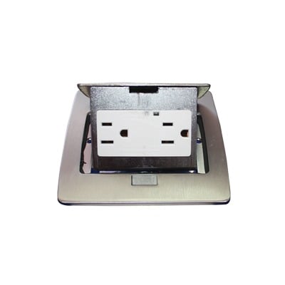 [N4-TH-MC-PC-72887] Mini caja de piso rectangular en acero inoxidable con 2 contactos eléctricos (11000-21201)