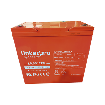 [N4-LK5512FR-233334] Batería 12 V / 55 Ah / UL / Tecnología AGM-VRLA / Vida útil promedio de 5 años / Retardo a la flama / Para uso en equipo electrónico, Alarmas de Intrusión / Incendio/ Control de acceso / Video Vigilancia / Termina