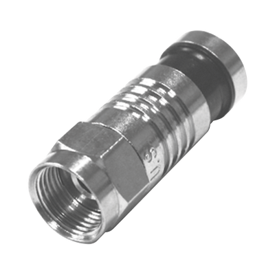 [N4-RFF-1401-D-192454] Conector F Macho Plegado Axial por Compresión para RG-59/U, Cuerpo en Níquel y Banda Negra.