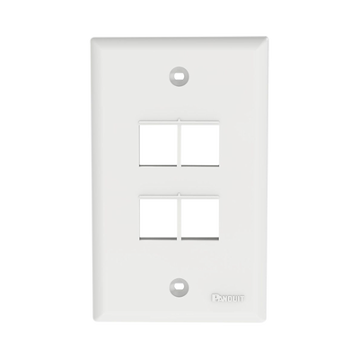 [N4-NK4FNWH-74144] Placa de Pared Vertical, Salida Para 4 Puertos Keystone, Color Blanco