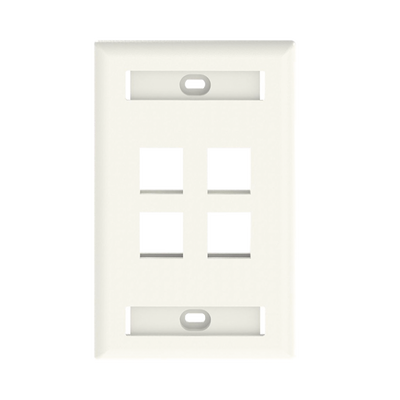 [N4-NK4FIWY-74141] Placa de Pared Vertical, Salida Para 4 Puertos Keystone, Con Espacios Para Etiquetas, Color Banco Mate