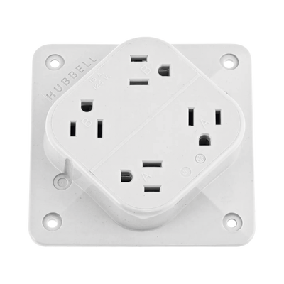 [N4-HUBHBL415W-217435] Multicontacto Dúplex con 6 Salidas/ 15 A 125 V CA/ 2 Polos 3 Hilos / Color Blanco.
