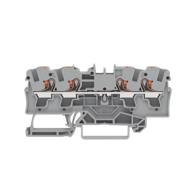 [N4-2204-1401-226951] Borna de paso para 4 conductores; con tecla; 4 mm²; con orificio de prueba; Marcaje lateral y central; para carril DIN 35 x 15 y 35 x 7,5; Push-in CAGE CLAMP®; 4,00 mm²; gris