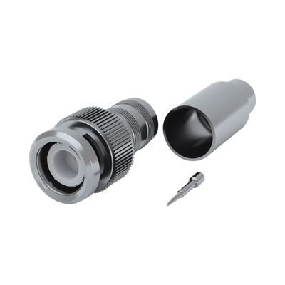 [N4-RFB-1707-D3-192387] Conector BNC Macho de 75 Ohm, Anillo Plegable para RG-59/U, Níquel/ Oro/ Teflón.
