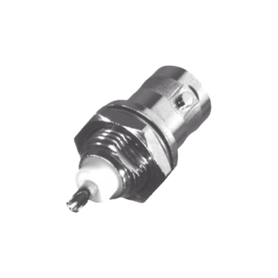 [N4-RFB-1716-192431] Conector BNC Hembra para Chasis, Montaje Frontal, Soldable, D-Plano, Troquelado, Niquel/ Oro/ Delrin.
