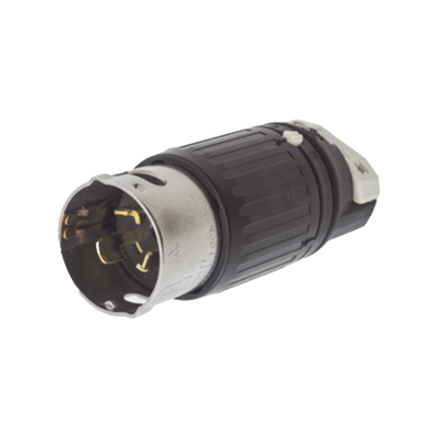 [N4-HUB-CS8-365C-229014] Enchufe Macho con Bloqueo de Media Vuelta Trifásico / 50 A 250 VCA 3 Fases / 3 Polos 4 Hilos / Grado Industrial / Color Negro y Blanco.