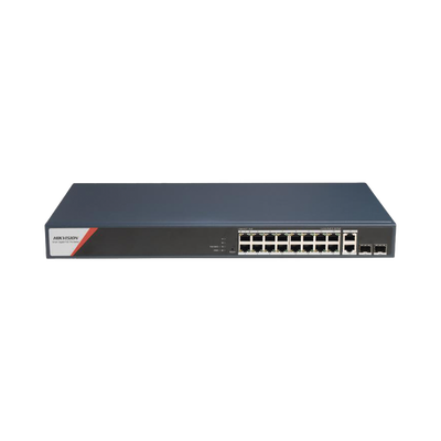 [N4-DS-3E1520HP-SI-16P2T2F-239624] Switch Gigabit PoE+ / Administrable / 16 Puertos 1000 Mbps PoE+ (4 Puertos PoE++ 90 W) / 2 Puertos 1000 Mbps de Uplink / 2 Puertos SFP / Configuración Nube Hik-PartnerPro / Modo Extendido hasta 300 Metros / 230 W