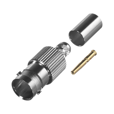 [N4-RFB-1724-S-192447] Conector BNC Hembra de Anillo Plegable para Cable RG-179/U, PIN Soldable, Grupo S, Níquel/ Oro/ Teflón.