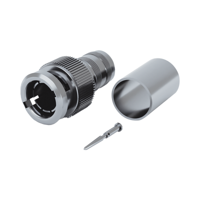 [N4-RFB-1708-1T-192399] Conector BNC Macho de 75 Ohm, Anillo Plegable para BELDEN 8281 tipo RG-59/U, Plata/ Oro/ Teflón.