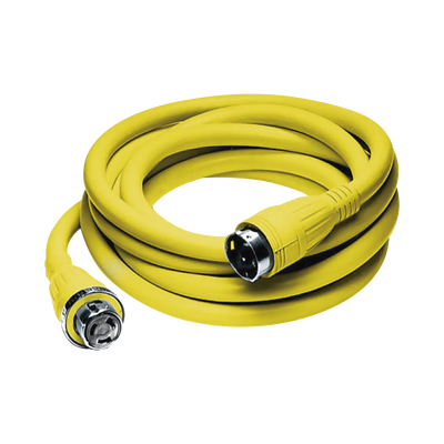 [N4-HUB-HBL-61C-M52-219077] Conjunto de Cable con Extremos Macho y Hembra / 50 A 125/250 V CA / 3 Polos 4 Hilos / Color Amarillo / Grado Marino.