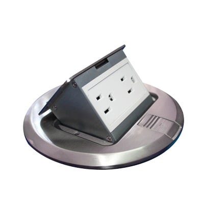 [N4-TH-MCPR-A-76990] Mini caja de piso redonda acero inoxidable (2 contactos) (11000-12201)