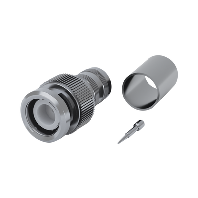[N4-RFB-1707-QQ-192391] Conector BNC Macho (75 Ohm No Reales), Anillo Plegable para RG-59/U/62, Níquel/ Níquel/ Delrin.