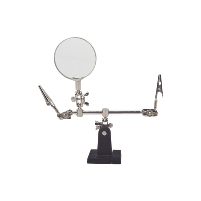 [N4-EP390-160263] Soporte con lupa y dos brazos con clip. Ideal para trabajos de soldadura.