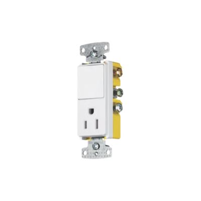 [N4-HUB-RCD-108W-213014] Combinación de Contacto y Apagador Decorador 15A 125V/ Color  Blanco.
