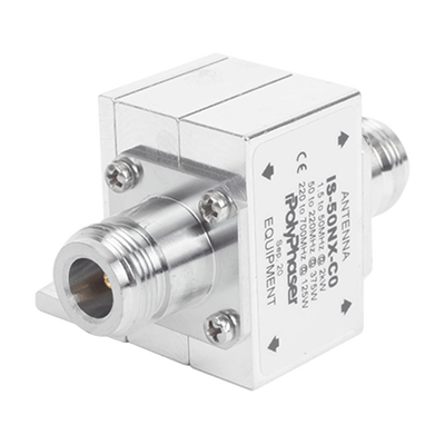 [N4-IS-50NX-CO-19605] Protector RF Coaxial Para 1.5 a 700 Mhz Con Conectores N Hembra en Ambos Lados Con Ceja Lateral, 10 Años de Garantía