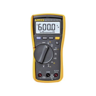 [N4-FLUKE-115-16305] Multímetro Digital para Electricista, Para Pruebas de Capacitancia y Diodos, Uso con Voltaje Máximo de 600 V, Pantalla LED Retroiluminada