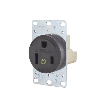 [N4-HUB-9650-FR-231486] Receptáculo Individual de 50 A 250 V /  2 Polos 3 Hilos/ Nema 6- 50 R / Color Negro/ Grado Industrial-Comercial.