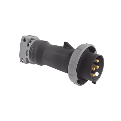 [N4-HUB-HBL-460-P5W-229010] Enchufe Macho Pin and Sleeve Trifásico / 60 A 600 VCA 3 Fases / 3 Polos 4 Hilos / Hermético / Grado Industrial / Color Negro.