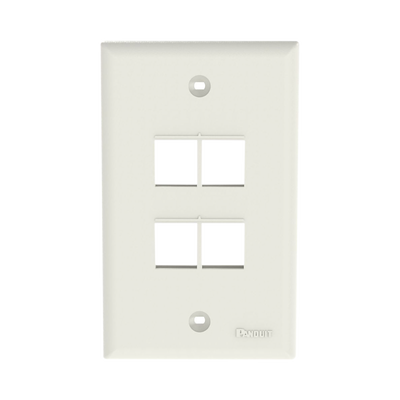 [N4-NK4FNIW-74143] Placa de Pared Vertical, Salida Para 4 Puertos Keystone, Color Blanco Mate