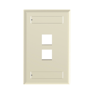 [N4-NK2FEIY-74122] Placa de Pared Vertical, Salida Para 2 Puertos Keystone, Con Espacios Para Etiquetas, Color Marfil