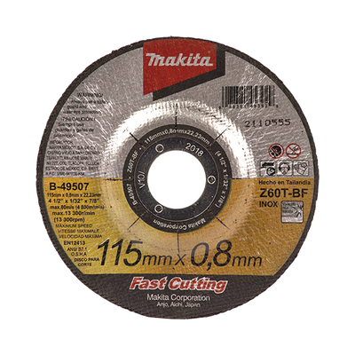 [N4-B49507-185880] Disco 4 1/2"/ Inox y Acero  / Corte Rápido