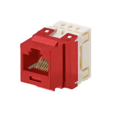 [N4-NKP5E88MRD-74317] Conector Jack Estilo 110 (de Impacto), Tipo Keystone, Categoría 5e, de 8 posiciones y 8 cables, Color Rojo