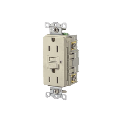 [N4-HUB-GFR-15I-232923] Contacto de Auto-verificación GFCI con Interruptor de Falla a Tierra de 15 A 125 V 2 Polos/ Color Marfil / Nema 5-15R / Grado Industrial Comercial.